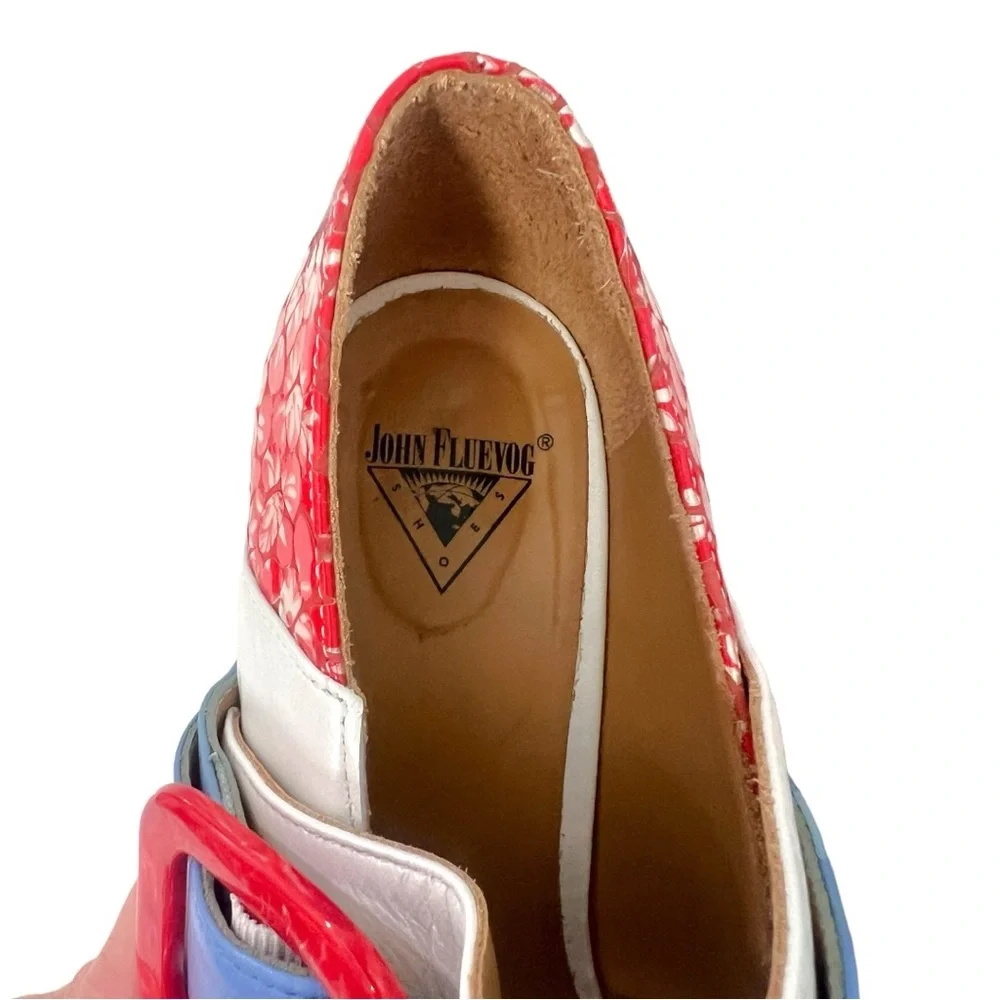 John Fluevog Red Floral Felicity Vintage Inspired Mary Janes Sz 9.5 (No BOX) - Picture 9 of 13